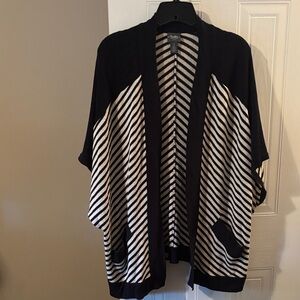Chico's Black and Cream Striped Sweater